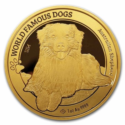 Verdens hunderacer: Australsk hyrdehund (2024) 1 Oz - Guldmønt