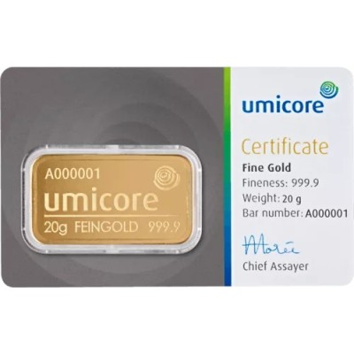 Umicore - 20g - investeringsguldbarre