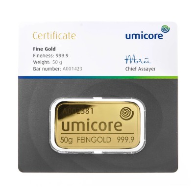Umicore - 50g - investeringsguldbarre
