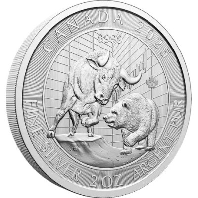 Bull and Bear (2025) - 2 Oz - sølv investeringsmønt