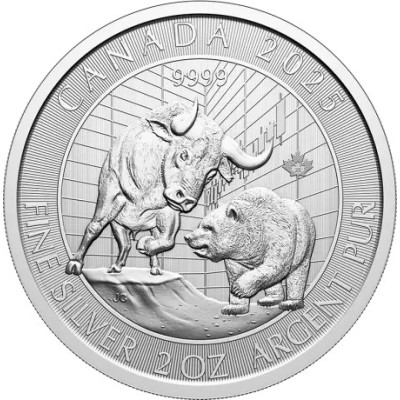Bull and Bear (2025) - 2 Oz - sølv investeringsmønt