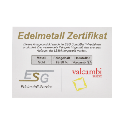 Guld Combibarren Valcambi 10x1 g - investeringsguldbarre