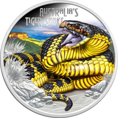Australsk tigerslange - 1 Oz Silver Proof-samlermønt