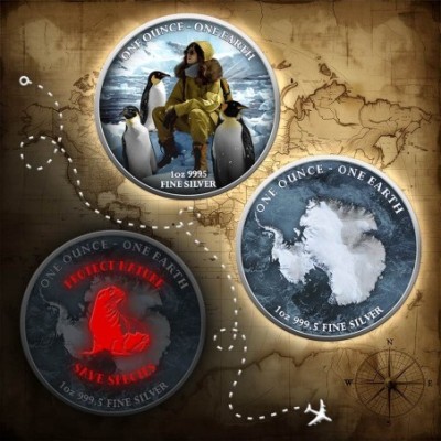 Jorden - 1 Oz - Antarktis - Sølv samlemønt