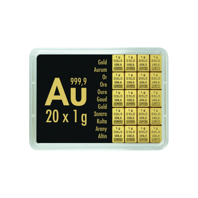 Guld Combibarren Valcambi 20x1 g - investeringsguldbarre