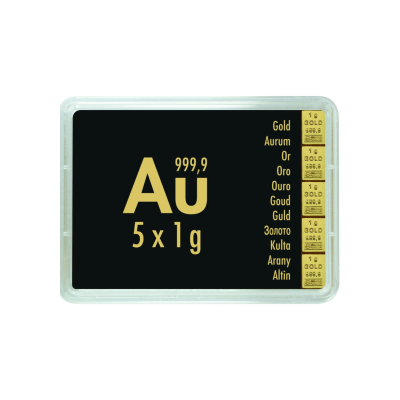Guld Combibarren Valcambi 5x1 g - investeringsguldbarre