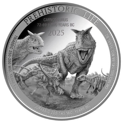 Carnotaurus (forhistorisk liv) 2025 - 1 Oz - Sølv investeringsmønt