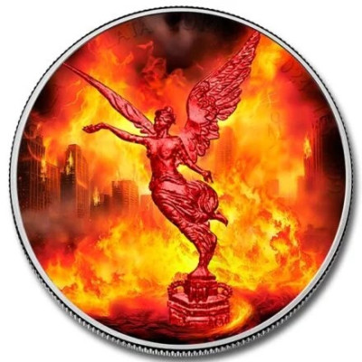 Mexico Libertad - Naturens kræfter - Ild - 1 Oz - Sølv samlemønt