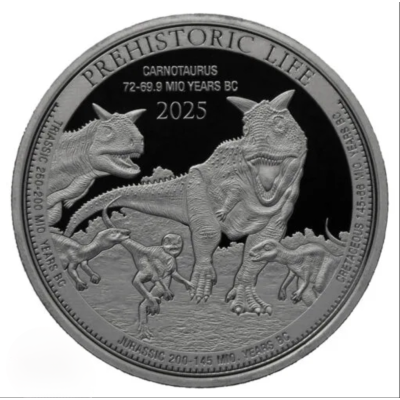 Carnotaurus (forhistorisk liv) 2025 - 1 Oz - Sølv investeringsmønt