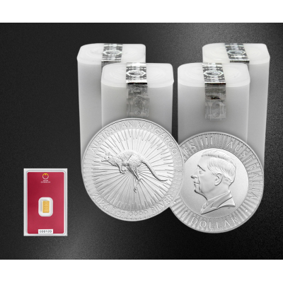 100+1: 100x Kangaroo (2026) - 1 Oz - Silver Coin + 1g...