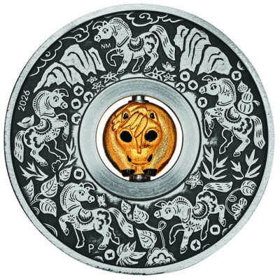 Lunar Rotating Horse - 1 Oz - Samlermønt i sølv
