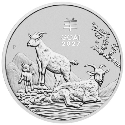Lunar Goat (2027) – 1 oz – sølvinvesteringsmønt
