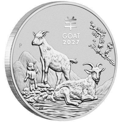Lunar Goat (2027) – 1 oz – sølvinvesteringsmønt
