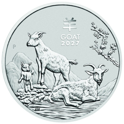 Lunar Goat (2027) – 1 kg – sølvinvesteringsmønt